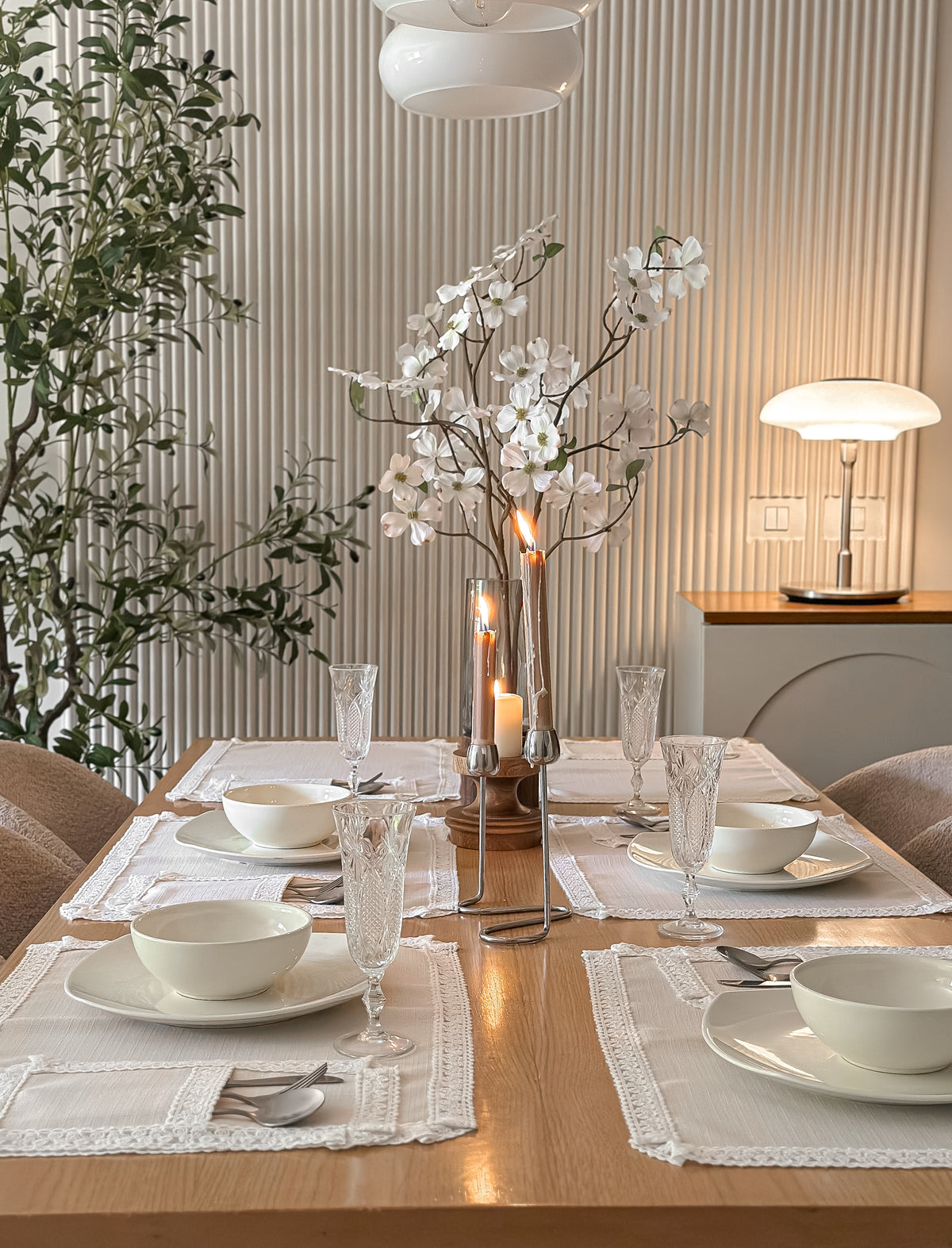 Linen rectangle dinning set