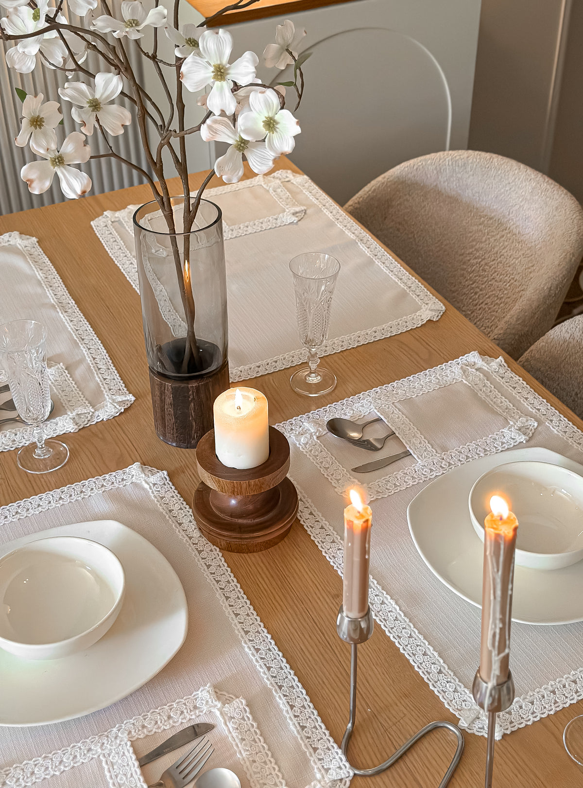 Linen rectangle dinning set
