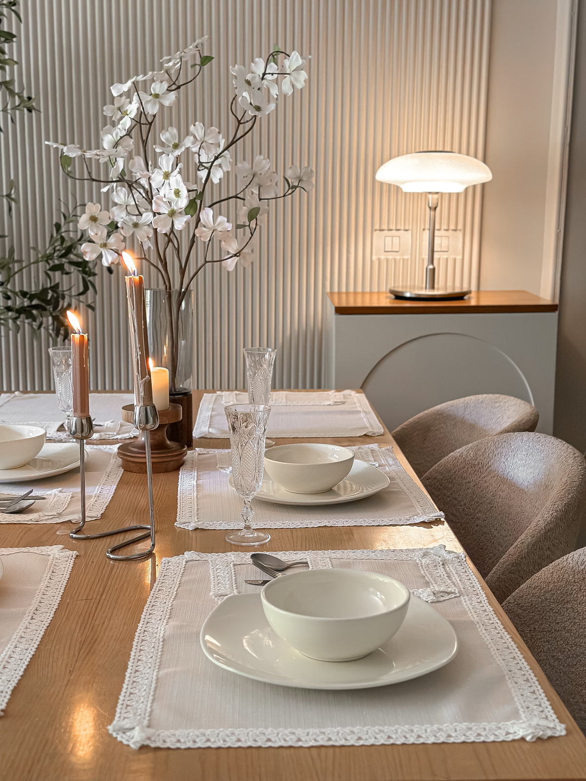 Linen rectangle dinning set