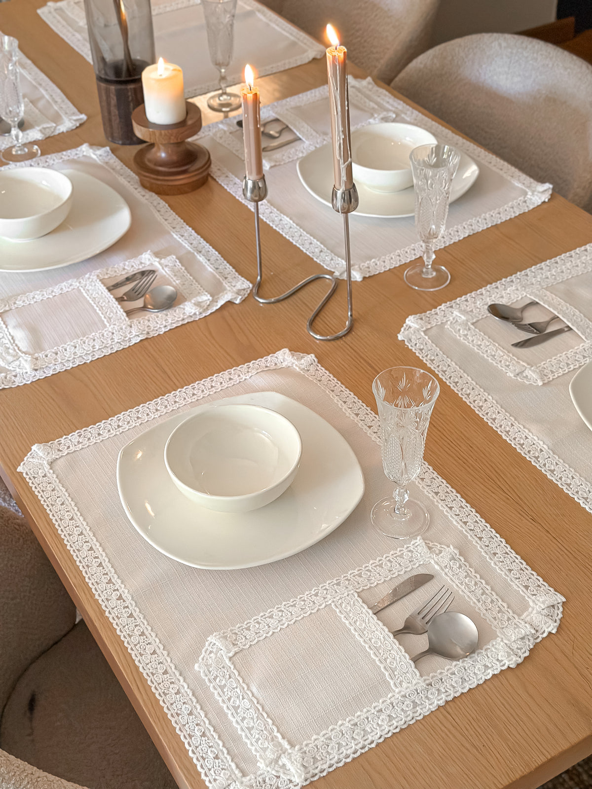 Linen rectangle dinning set