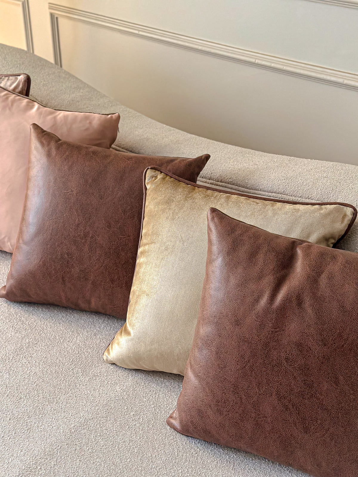 Brown  leather cushion