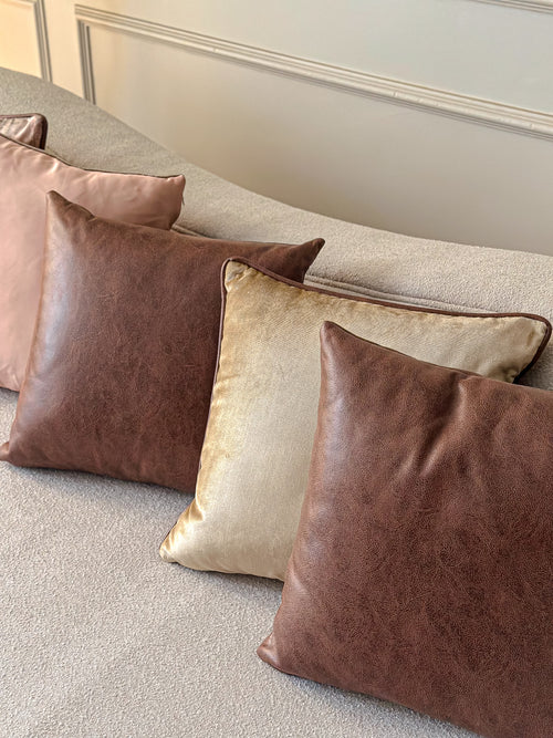 Brown  leather cushion